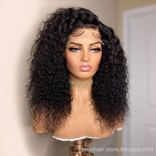 Wholesale Water Wave Raw Remy glueless Lace Front Natural Color Pre Plucked 360 Curly Lace Closure Frontal Human Hair Wigs